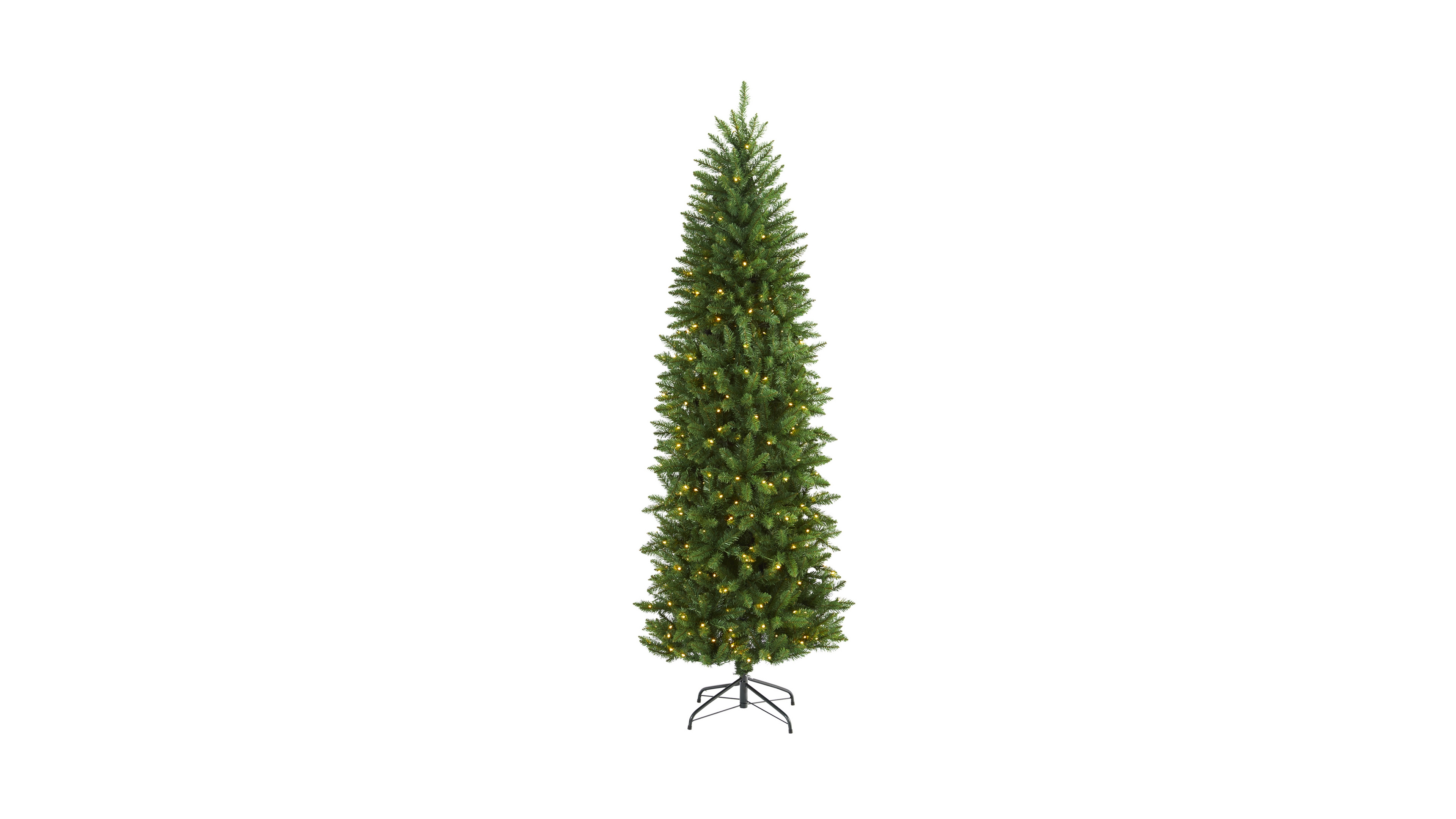 Nearly Natural Slim Mountain Pine Artificial Christmas Tree with 300 Clear Led Lights