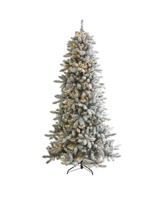 Flocked Livingston Fir Artificial Christmas Tree with Pine Cones and 500 Clear Warm LED Lights