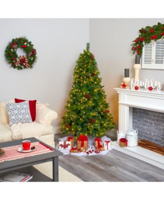 Montana Mixed Pine Artificial Christmas Tree with Pine Cones, Berries and 350 Clear LED Lights