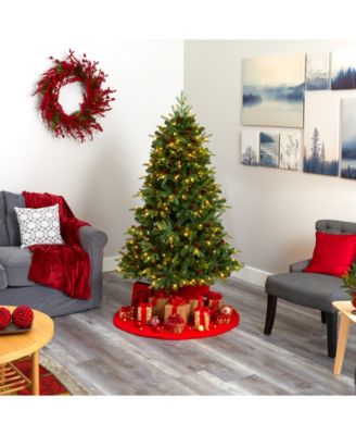 Wellington Spruce "Natural Look" Artificial Christmas Tree with 300 Clear LED Lights and Pine Cones