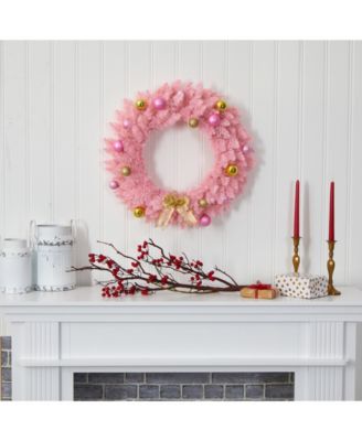 Artificial Christmas Wreath with 35 LED Lights and Ornaments