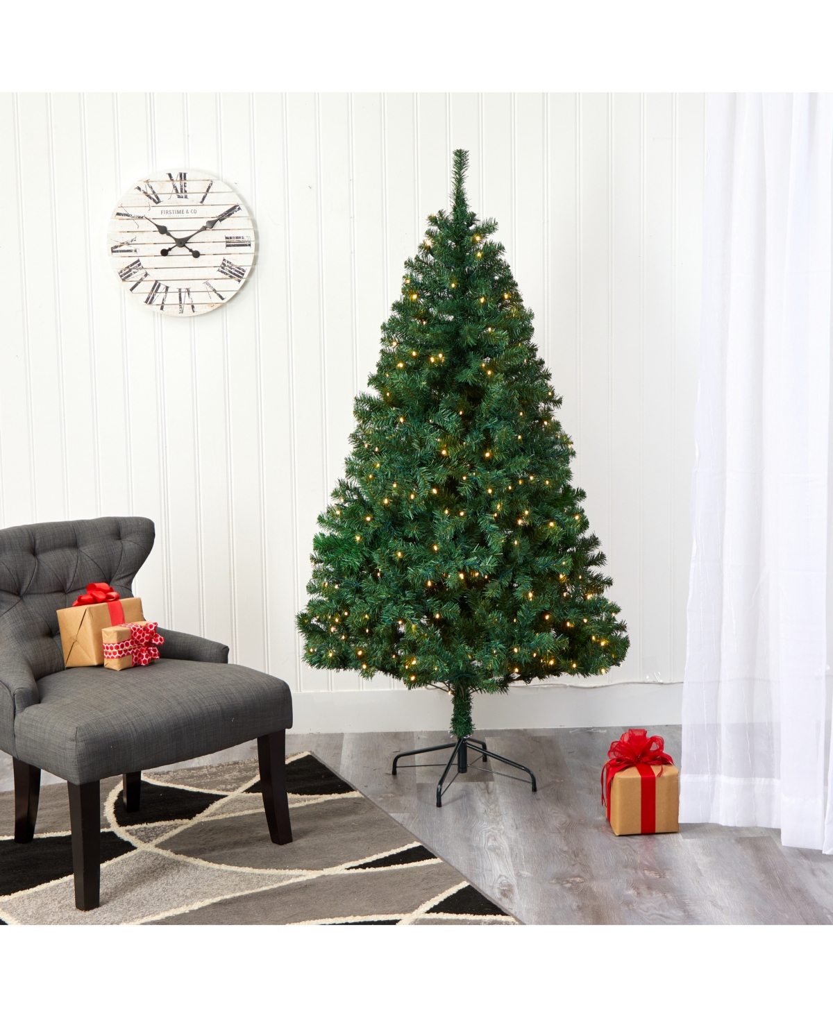 Nearly Natural Northern Tip Pine Artificial Christmas Tree with 250 Clear Led Lights