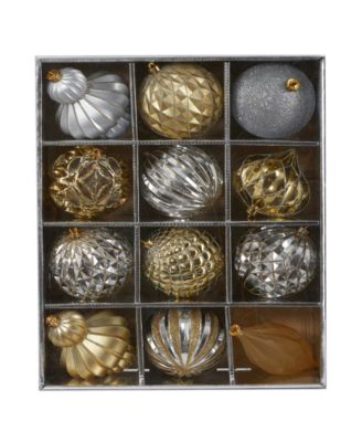 Holiday Lux Shatterproof, 12 Count Christmas Tree Ornament Set