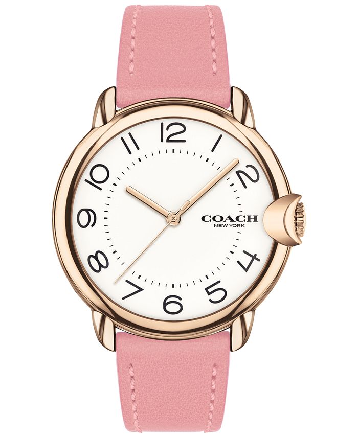 COACH Women's Arden Pink Leather Strap Watch 36mm - Macy's
