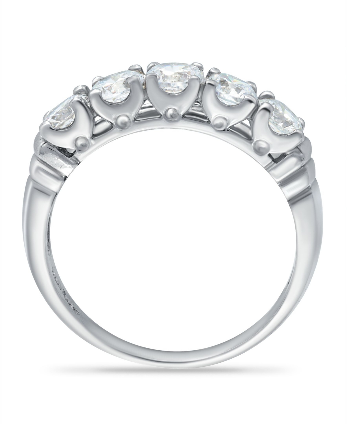 Macy's Cubic Zirconia Round 5 Stone Silver Plate Ring or 18K Gold Plate