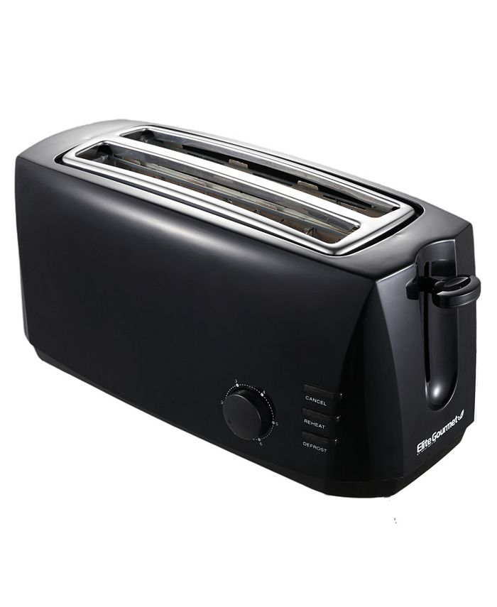 Elite Gourmet 4Slice Long Slot Toaster, 6 Toast Settings, Slide Out