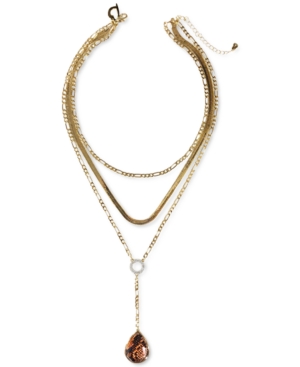 image of Thalia Sodi Gold-Tone Crystal & Stone Layered Lariat Necklace, 16
