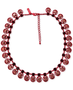 image of Inc Crystal & Glitter Ball Color-Coated Collar Necklace, 18