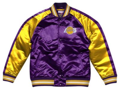 lakers satin bomber jacket