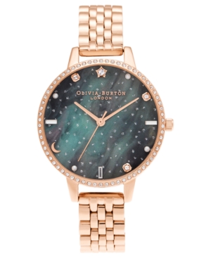 image of Olivia Burton Women-s Celestial Rose Gold-Tone Bracelet Watch 34mm