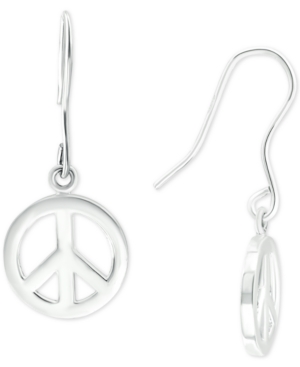 image of Giani Bernini Peace Symbol Drop Earrings in Sterling Silver, Created for Macy-s