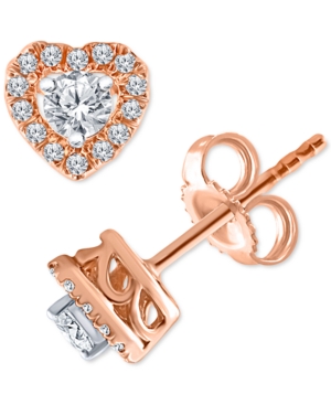 image of Diamond Heart Halo Stud Earrings (1/4 ct. t.w.) in 10k Rose Gold
