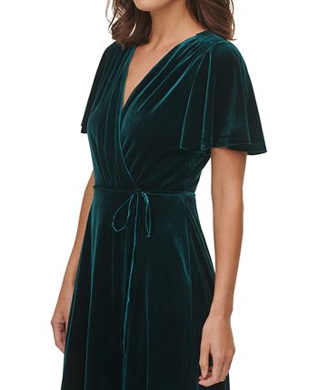 Vince Camuto Velvet Flutter Sleeve Wrap Dress Macy s