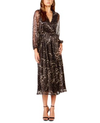 pleated leopard print dress