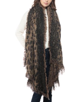 INC International Concepts - Leopard-Print Sequinned Blanket Wrap