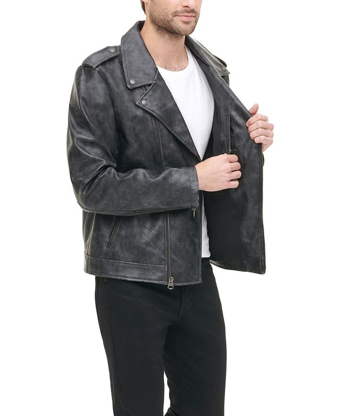 Levi's Men's Washed Faux Leather Asymmetrical Motorcycle Jacket Macy's