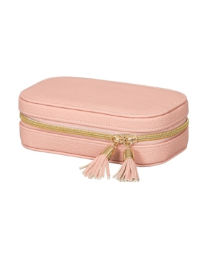 Mele & Co Mele Co. Lucy Travel Jewelry Case In Textured Pink Vegan Leather