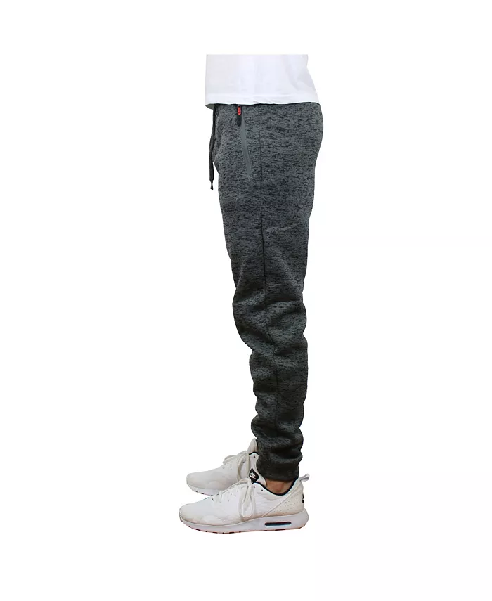 Men's Slim-Fit Marled Fleece Joggers with Zipper Side Pockets - thumbnail 2
