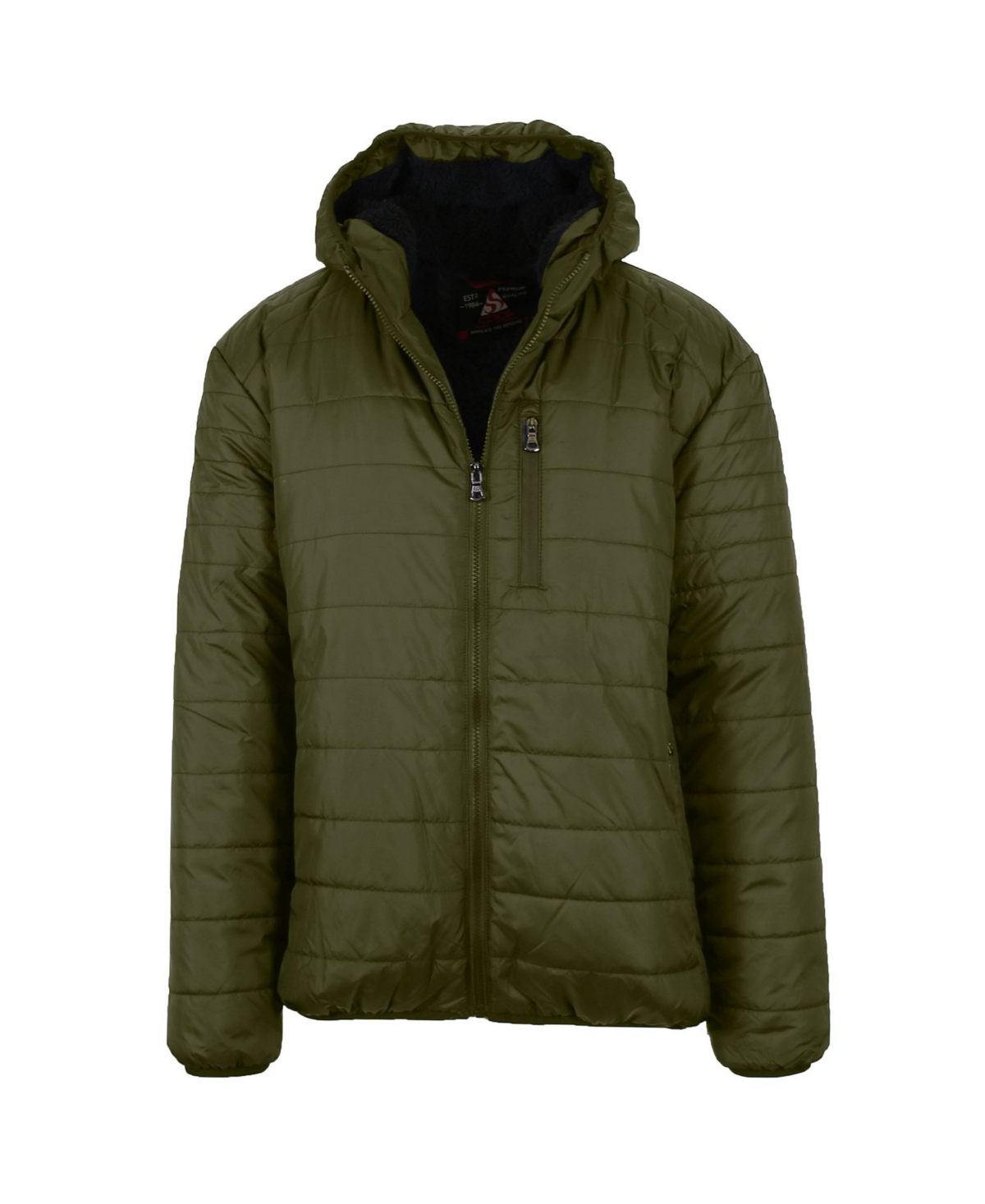 Men's Sherpa Lined Hooded Puffer Jacket - Olive