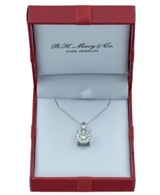 Diamond Halo 18" Pendant Necklace (3/4 ct. t.w.) in 14k White, Yellow or Rose Gold