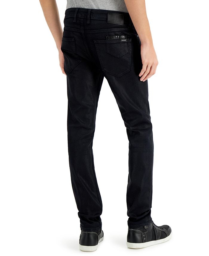 GUESS Men's Slim-Fit Tapered Jeans with Faux-Leather Piecing - Macy's