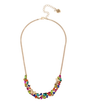 image of Betsey Johnson Butterfly Stone Cluster Necklace