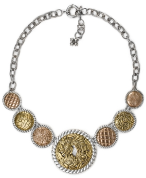 image of Patricia Nash Two-Tone Graduated Coin Statement Necklace, 19