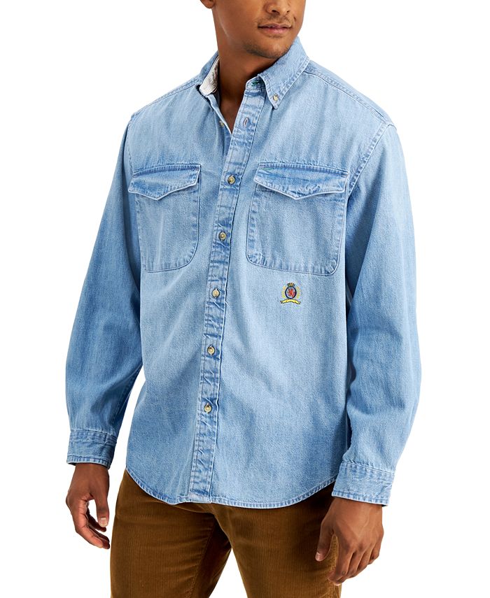 Prestigieus advies Beukende Tommy Hilfiger Men's Iconic Re-Issue Elmira Regular-Fit Denim Shirt &  Reviews - Casual Button-Down Shirts - Men - Macy's