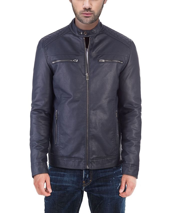 X-Ray Men's Quilted Faux-Leather Jacket - Macy's
