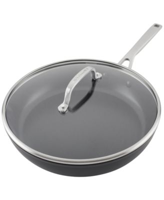 Hard-Anodized Induction Nonstick Frying Pan with Lid, 12.25", Matte Black