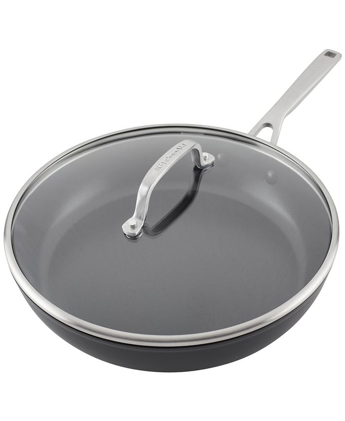 KitchenAid HardAnodized Induction Nonstick Frying Pan with Lid, 12.25", Matte Black Macy's