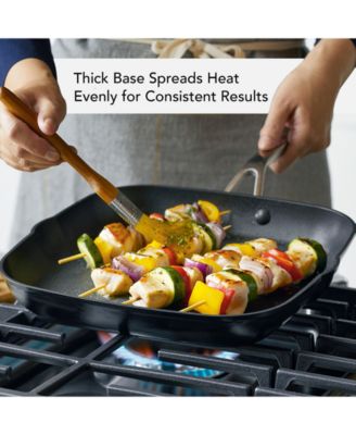 Hard Anodized Induction Nonstick Stovetop Grill Pan, 11.25", Matte Black