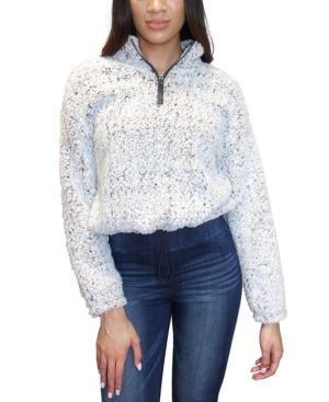 image of Crave Frame Juniors- Drawstring Faux-Sherpa Jacket