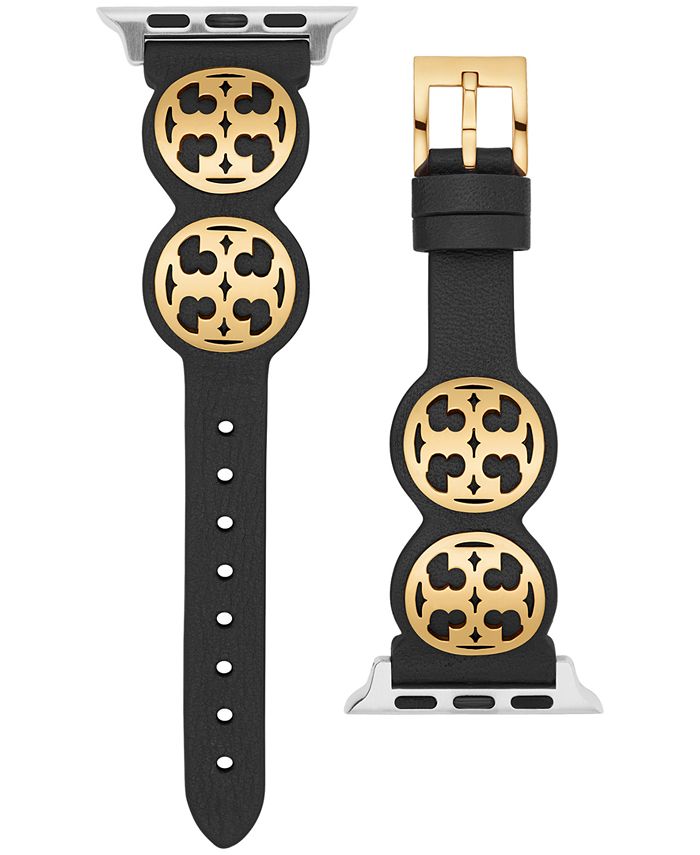 Tory Burch - Miller Logo Studded Black Leather Strap For Apple Watch&reg; 38mm/40mm