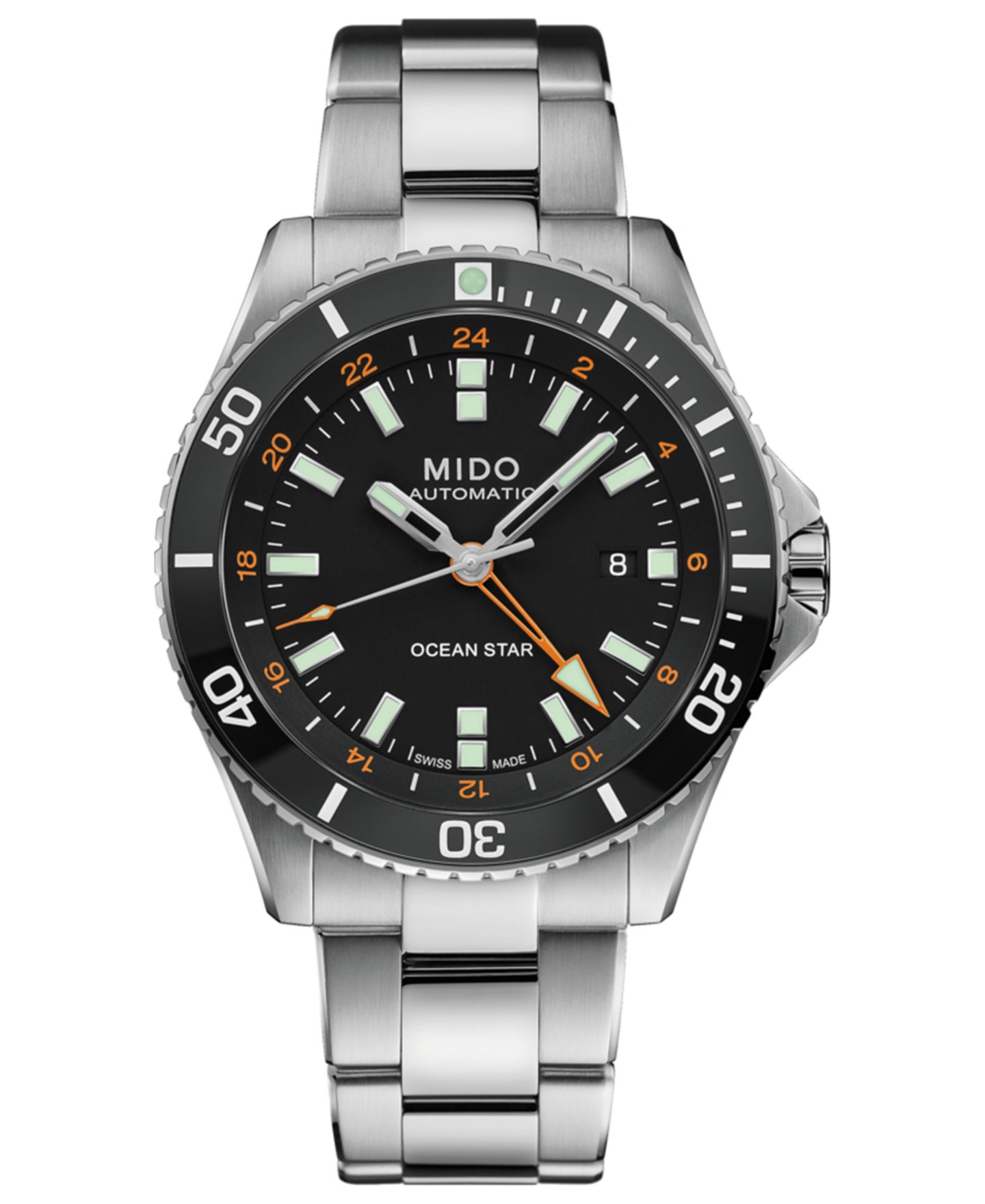 Мужские часы Mido Swiss Automatic Ocean Star GMT Stainless Steel Bracelet Watch 44mm — фото 1