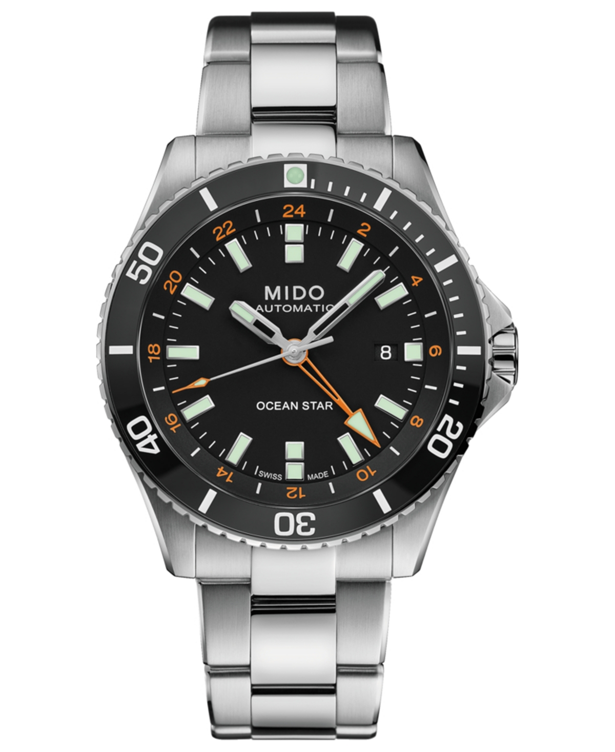 Mido Men's Swiss Automatic Ocean Star Gmt Stainless Steel Bracelet Watch 44mm