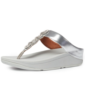 image of Fitflop Women-s Fino Sparkle Thong Wedge Sandals Women-s Shoes