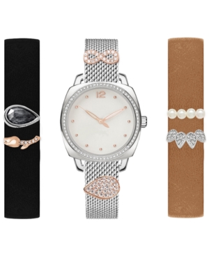 image of Jessica Carlyle Women-s Interchangeable Strap & Sliding Charm Watch 34mm Gift Set