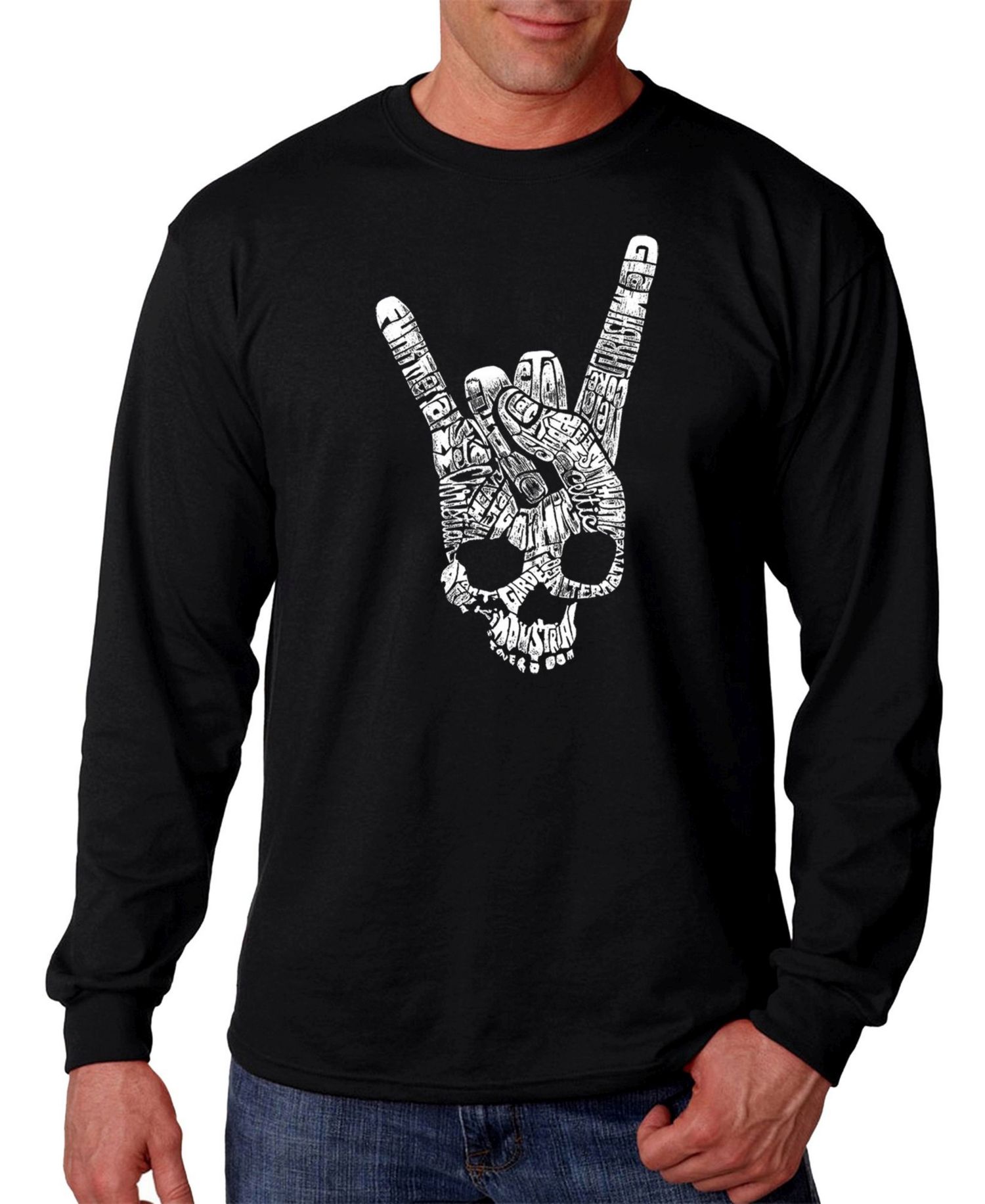 Men's Heavy Metal Genres Word Art Long Sleeve T-shirt