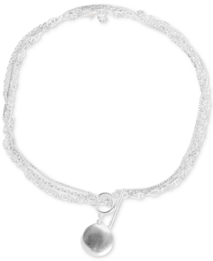 image of Lucky Brand Silver-Tone Disk Triple-Chain 17