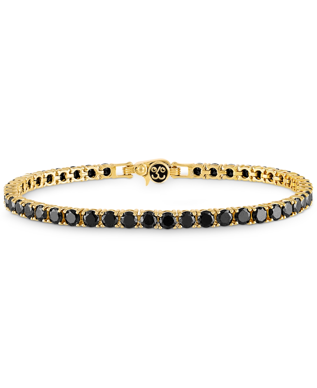 Black Spinel Tennis Bracelet (13 ct. t.w.) in 14k Gold-Plated Sterling Silver, Created for Macy's - Silver