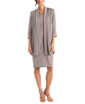 R & M Richards Petite 2-Pc Metallic Jacket & Dress Set