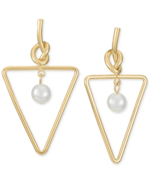 image of Alfani Gold-Tone Imitation Pearl Triangle Drop Earrings, Created for Macy-s