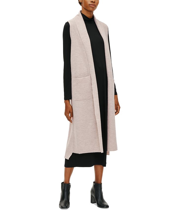 eileen fisher long shawl collar vest