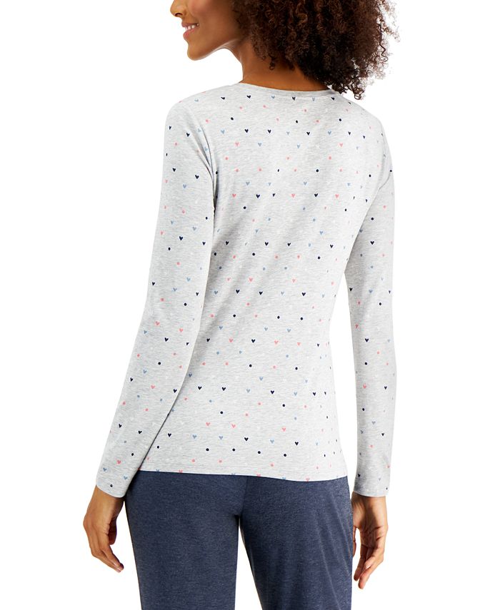 Style & Co Dot Heart Printed Long-Sleeve T-Shirt, Created for Macy's ...