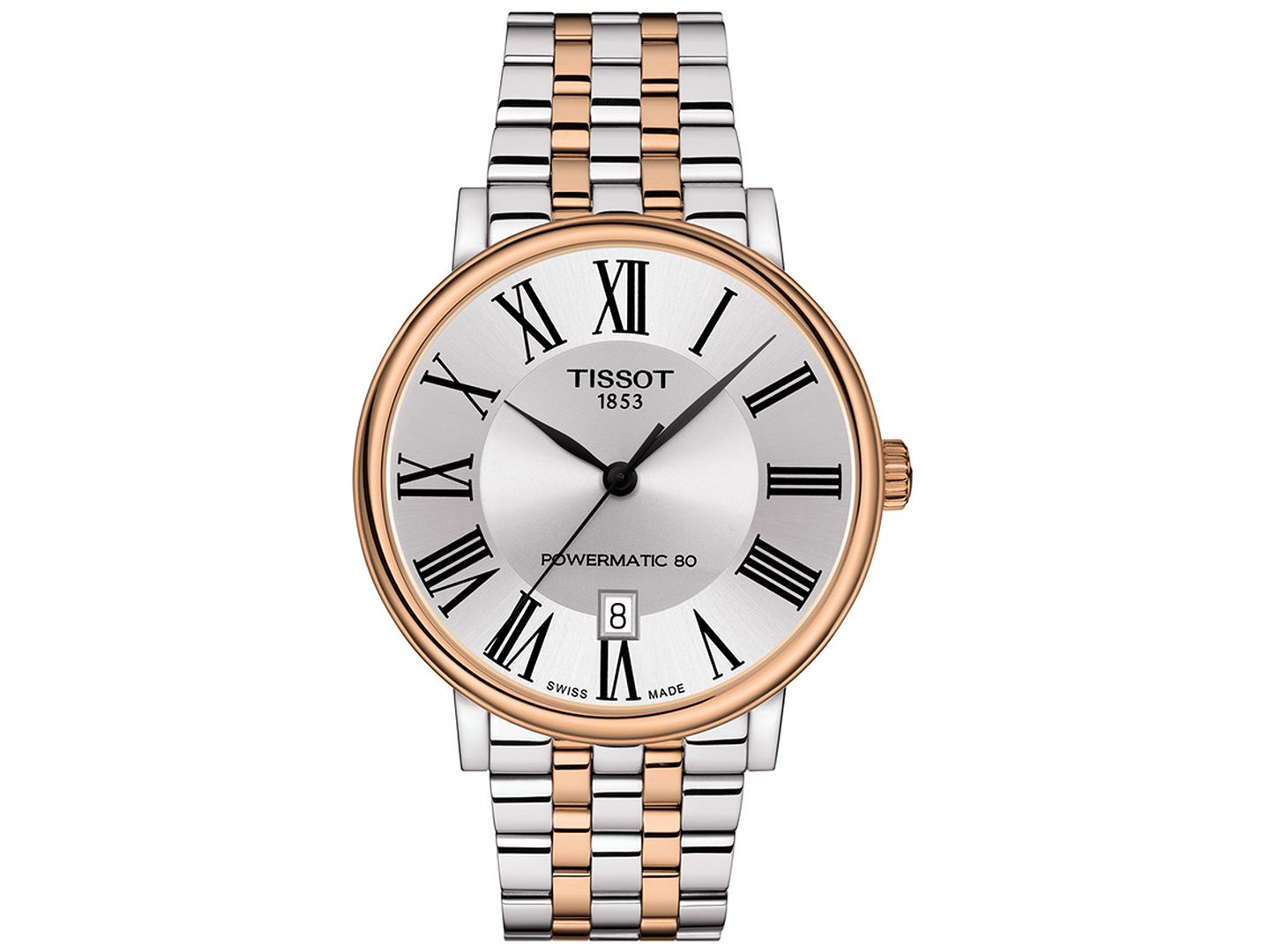 Мужские часы Tissot Swiss Automatic Carson Premium Powermatic 80 Two-Tone Stainless Steel Bracelet Watch 40mm — фото 1