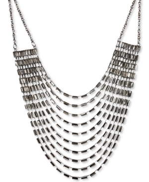 image of Thalia Sodi Silver-Tone Baguette-Crystal Multi-Row Statement Necklace, 17
