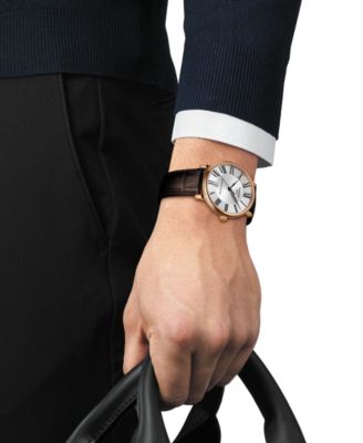 Men's Swiss Automatic Carson Premium Powermatic 80 Brown Leather Strap Watch 40mm