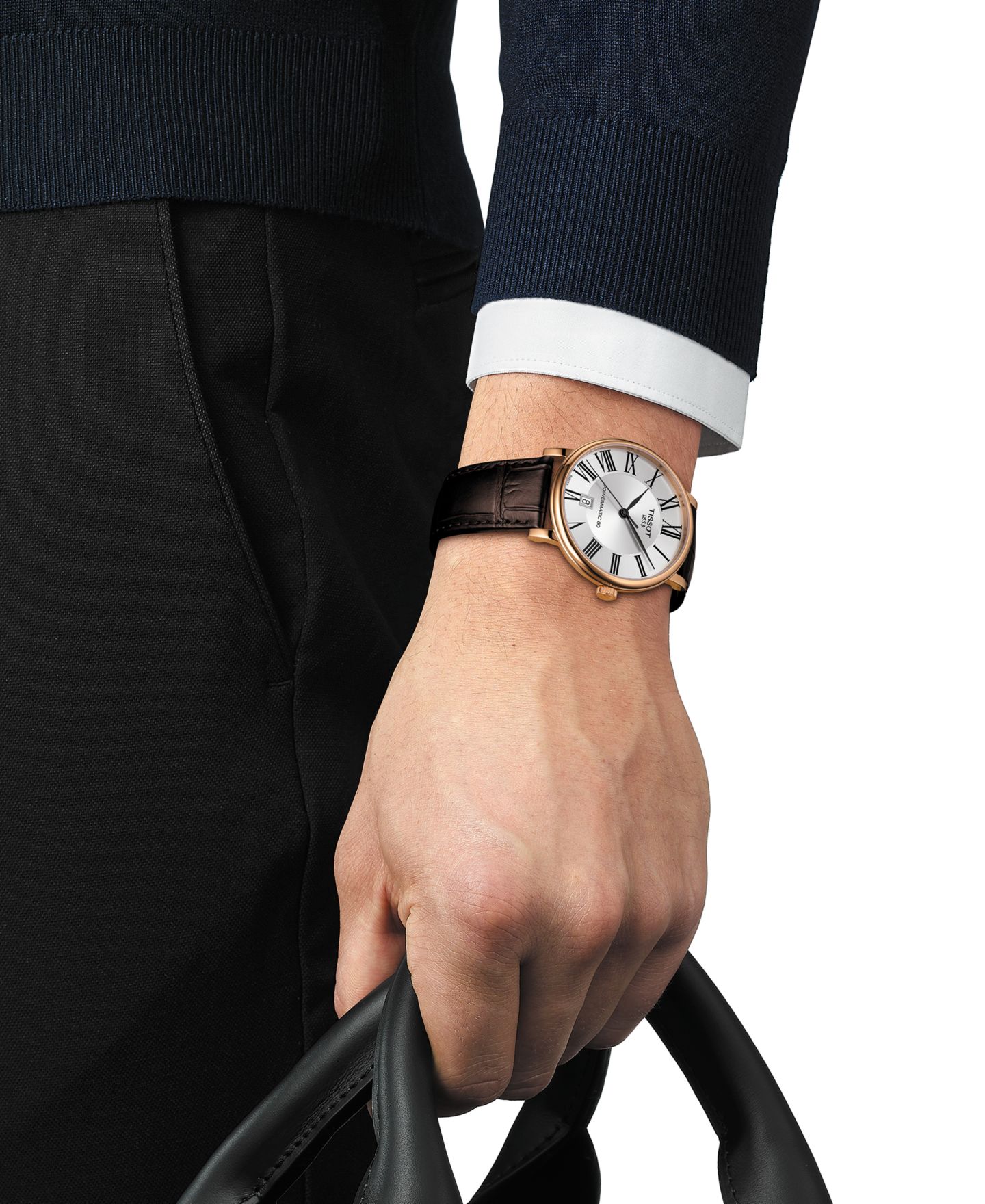 Мужские часы Tissot Swiss Automatic Carson Premium Powermatic 80 Brown Leather Strap Watch 40mm — фото 2