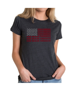 image of La Pop Art Women-s Premium Blend T-Shirt with God Bless America Word Art